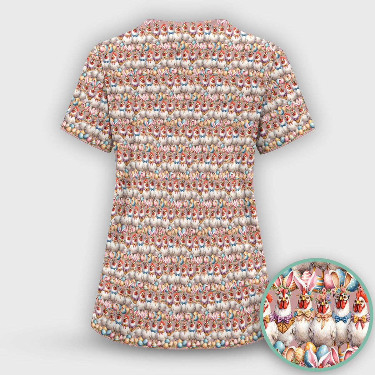 Bunny Chicken Nurse Scrub Top - Easter Gift