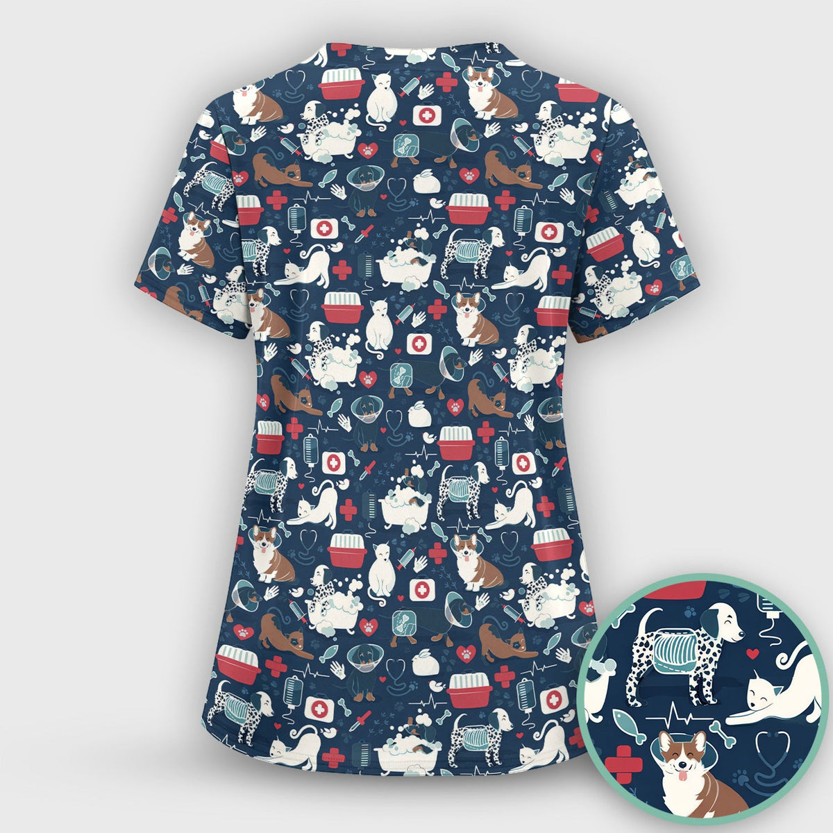 Dogs Veterinary Tools Nurse Scrub Top