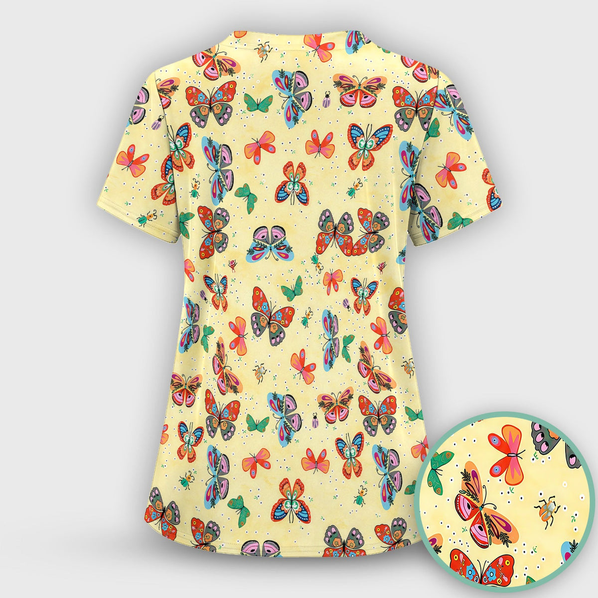 Colorful Butterfly Garden Nurse Scrub Top