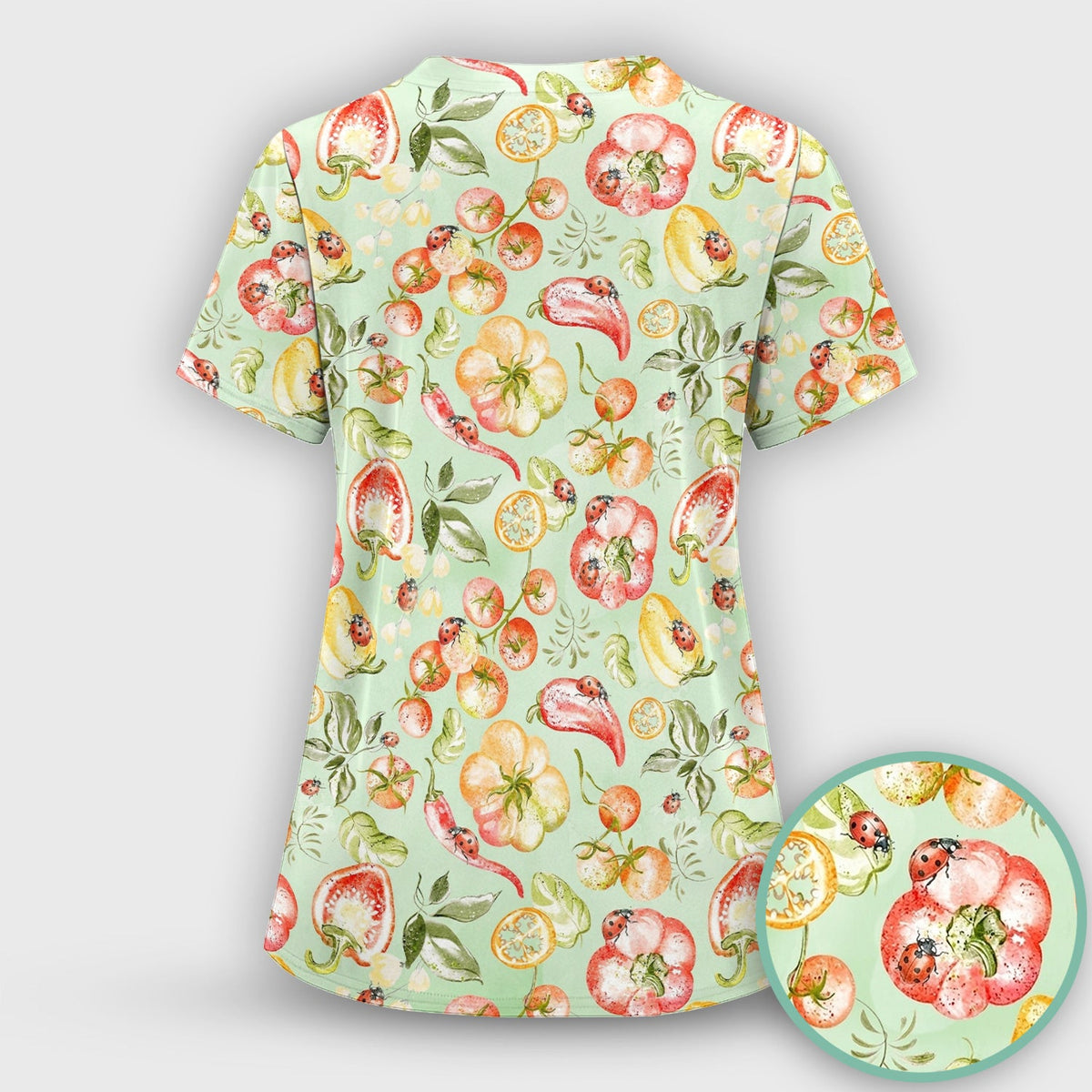 Watercolor Veggie Ladybug Nurse Scrub Set