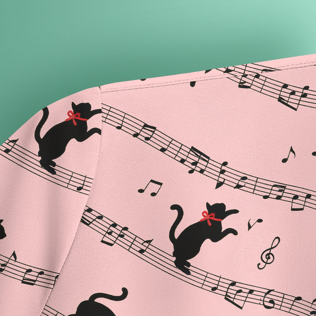 Dancing Black Cat Music Nurse Scrub Top