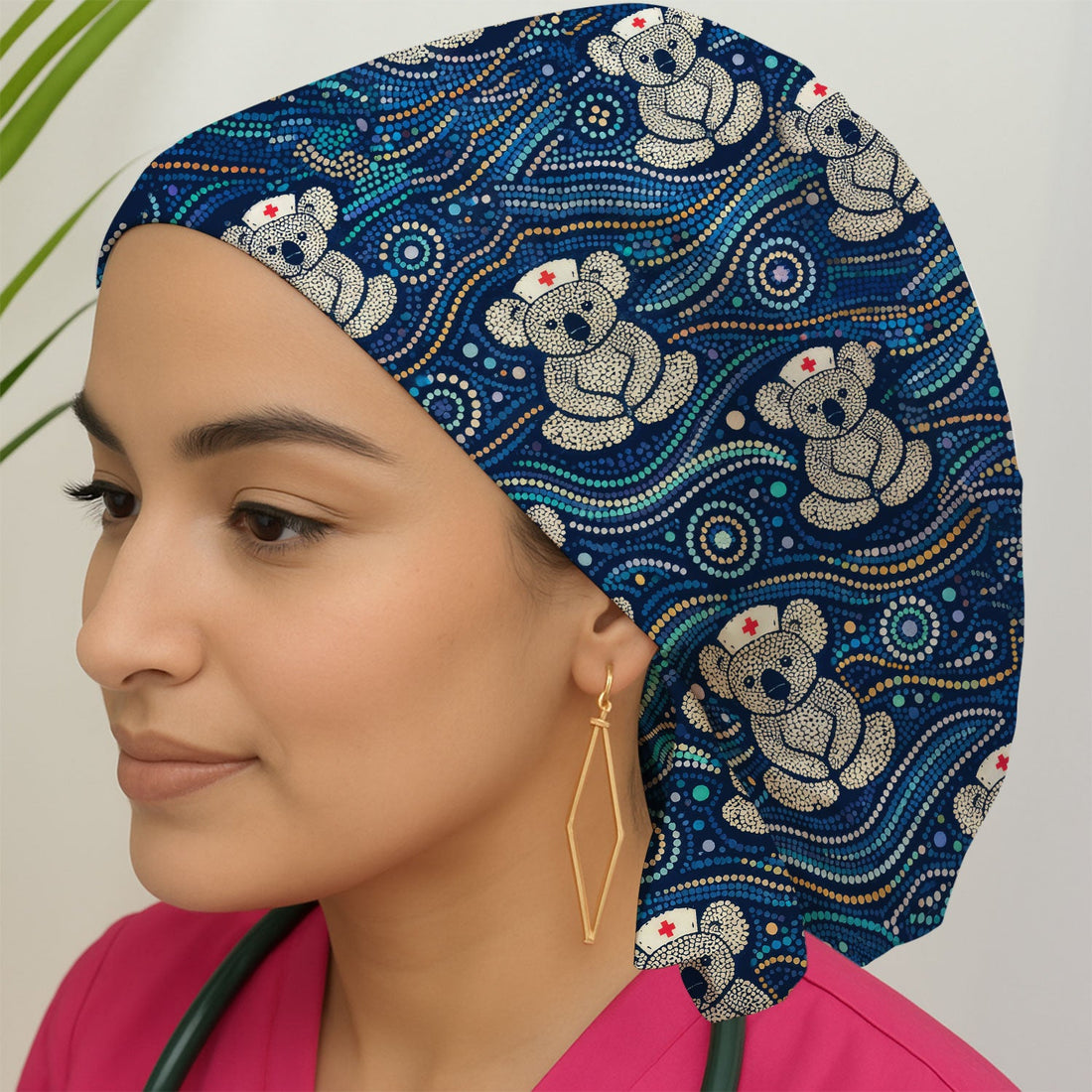 Koala Aboriginal Dot Art Nurse Scrub Cap