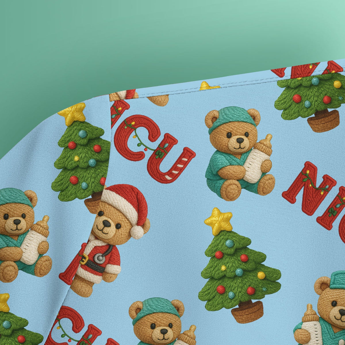 NICU Nurse Teddy Bear Scrub Top - Christmas Gift