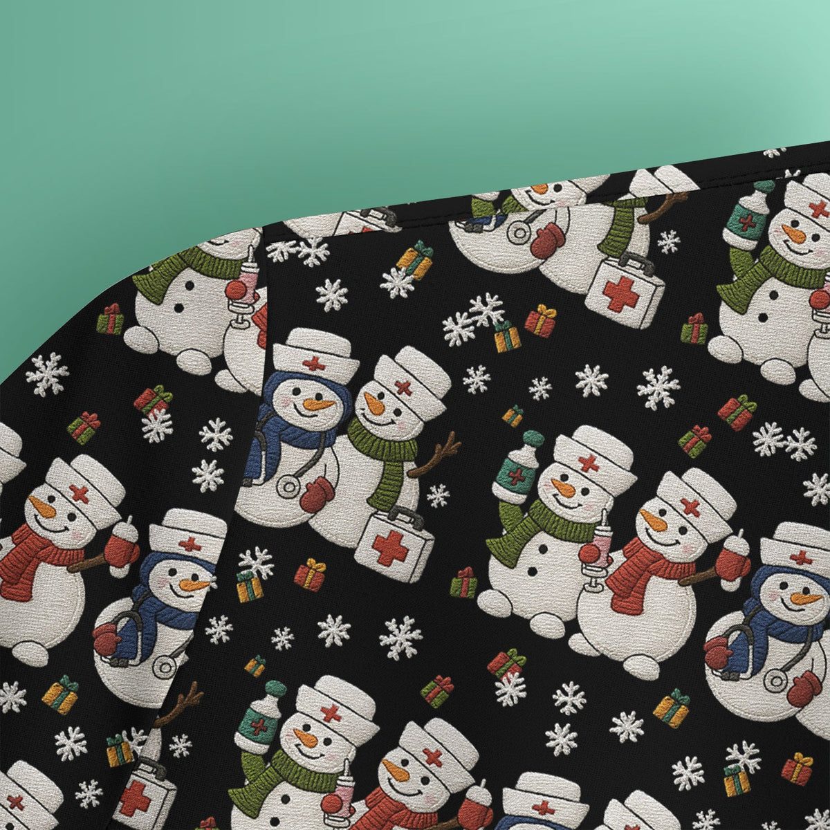 Snowman Nurse Scrub Top - Christmas Gift