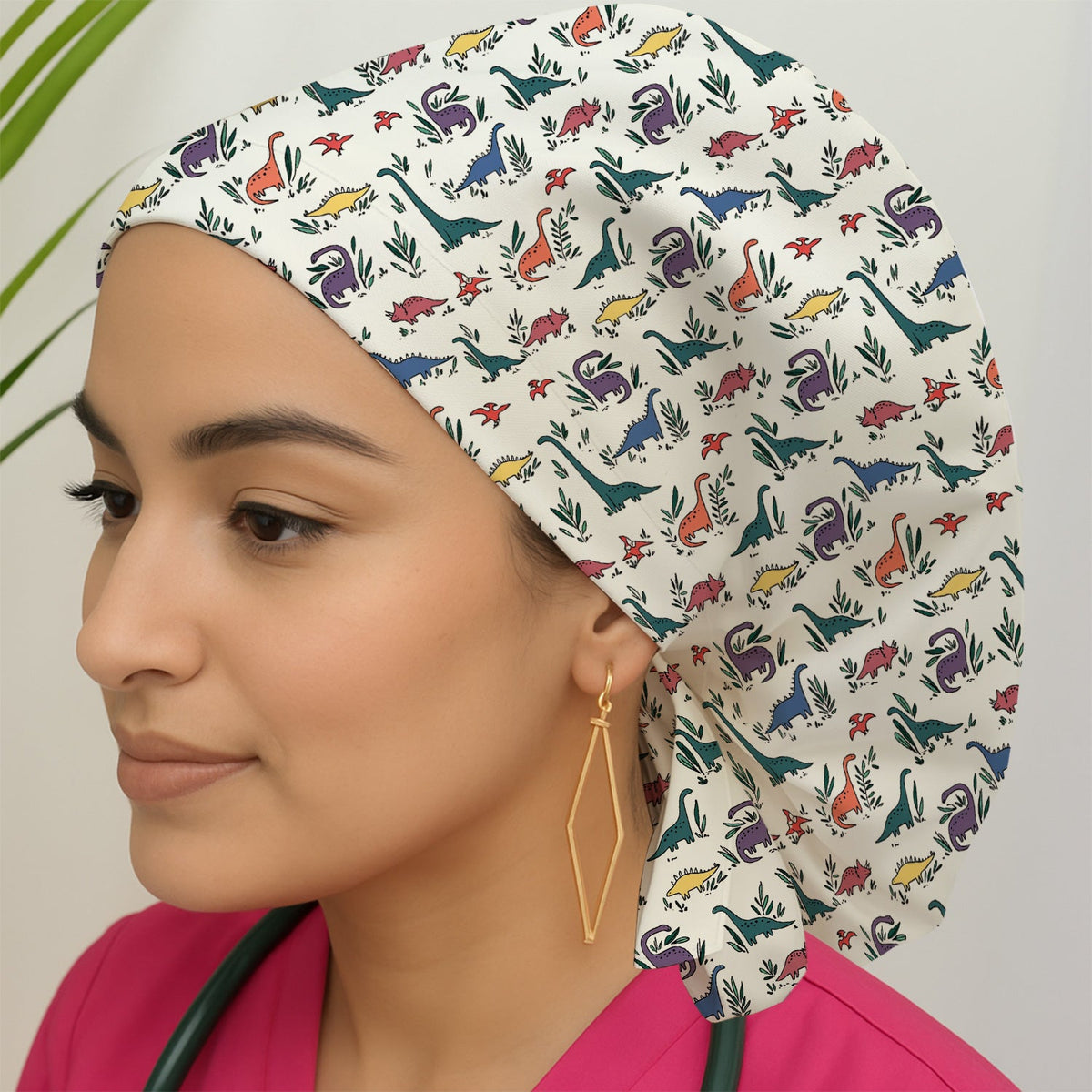 Dinosaur Leafy Garden Scrub Cap