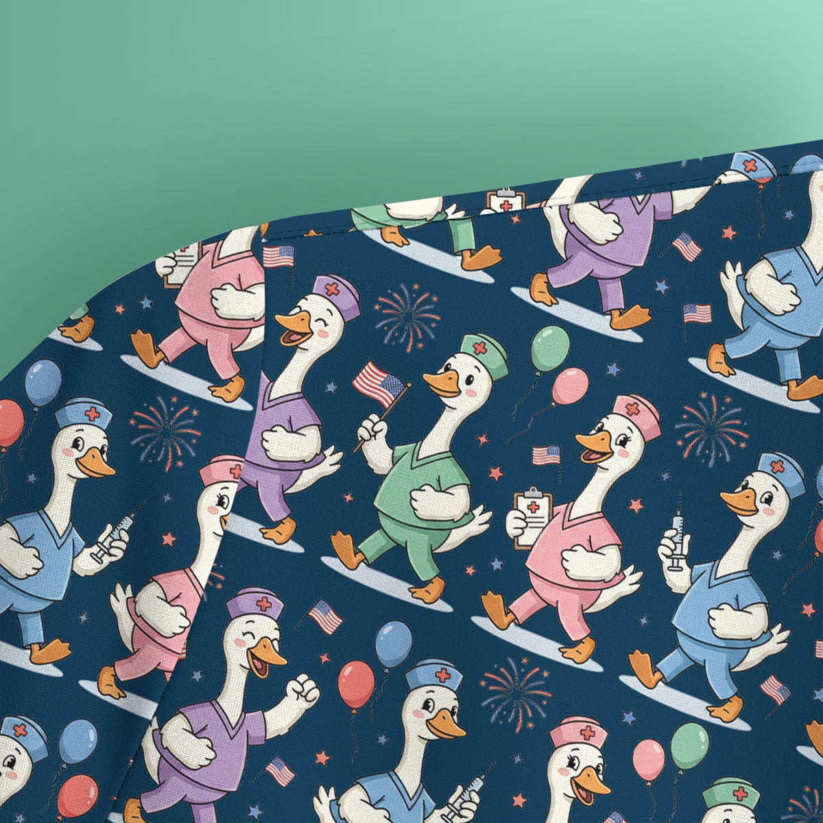 Ducks Balloons Nurse Scrub Top