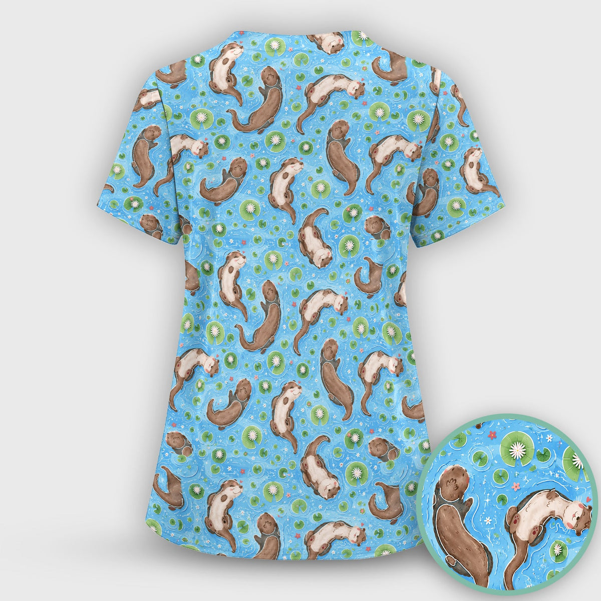Otter Lily Pond Nurse Scrub Top