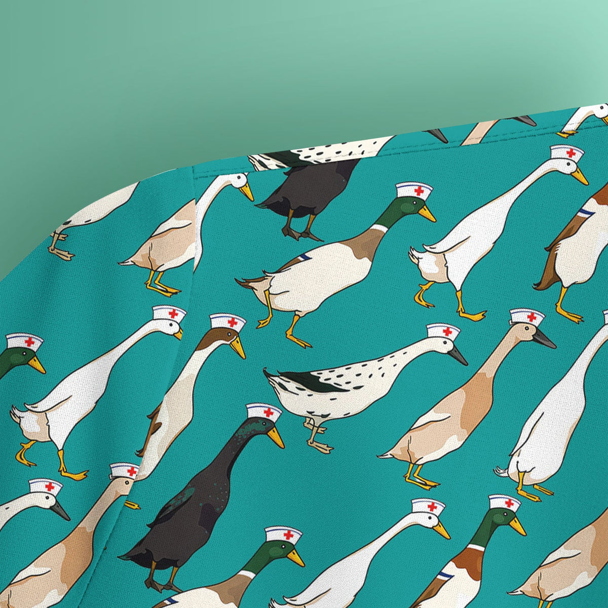 Duck Pattern Nurse Scrub Top