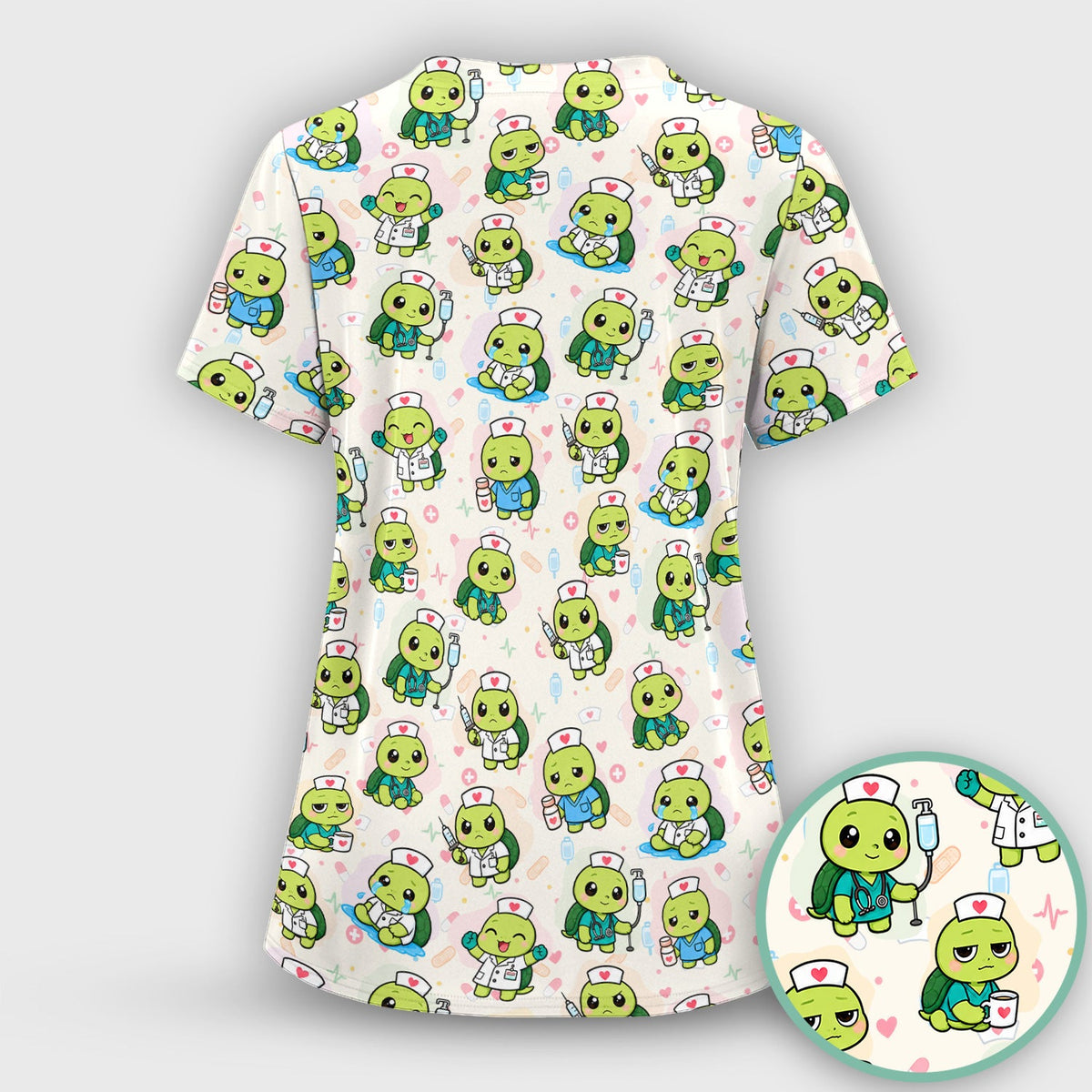 Turtle Medical Icons Nurse Scrub Top