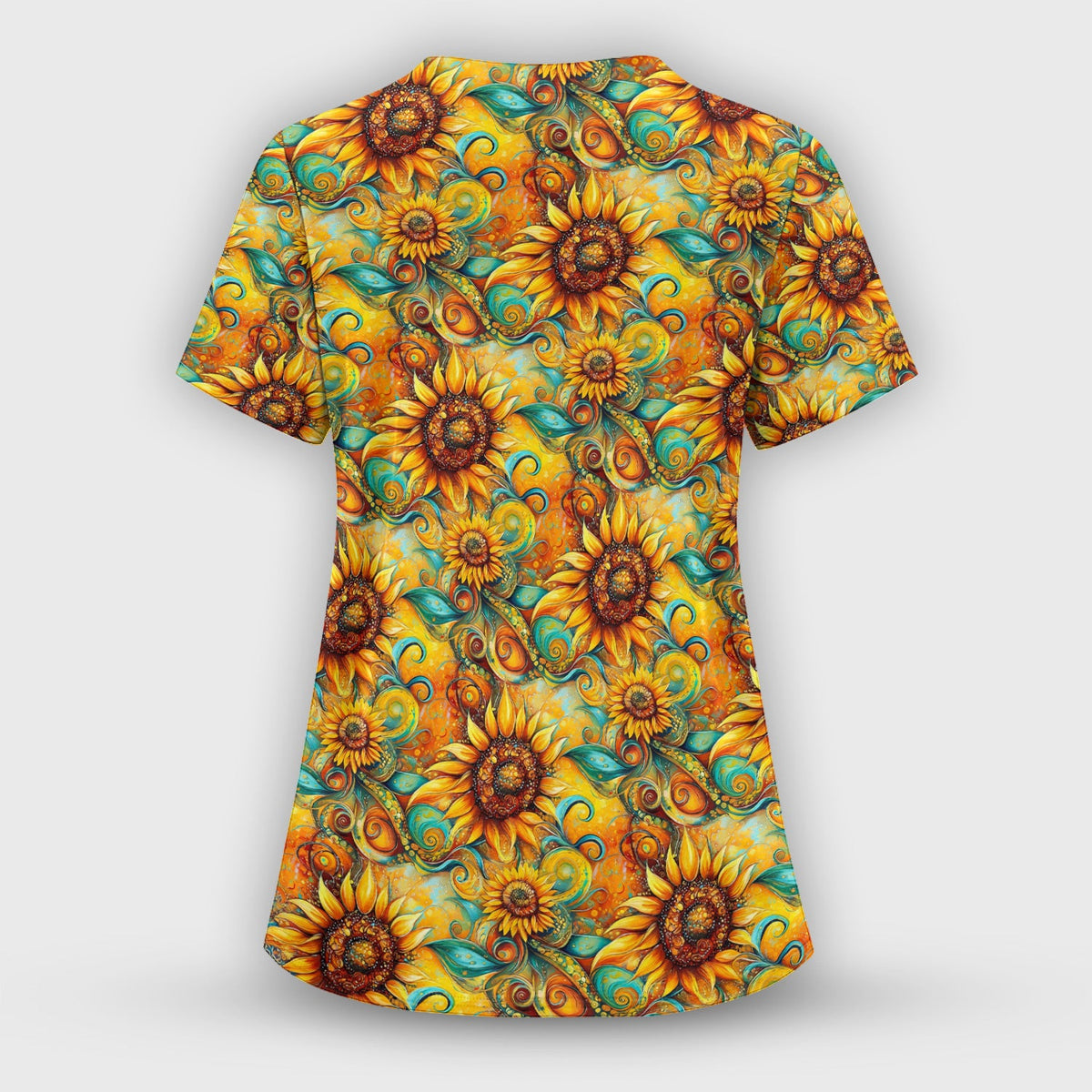 Sunflower Swirl Floral Nurse Scrub Set