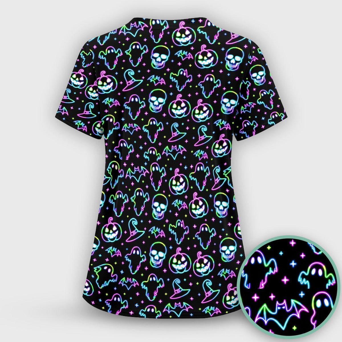 Pumpkin Skull Spooky Nurse Scrub Set