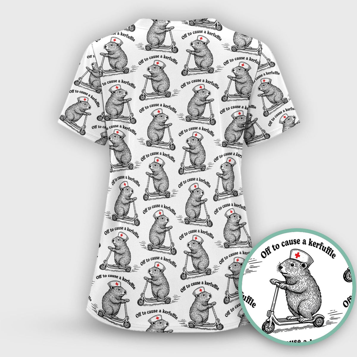 Mouse Scooter Nurse Scrub Top