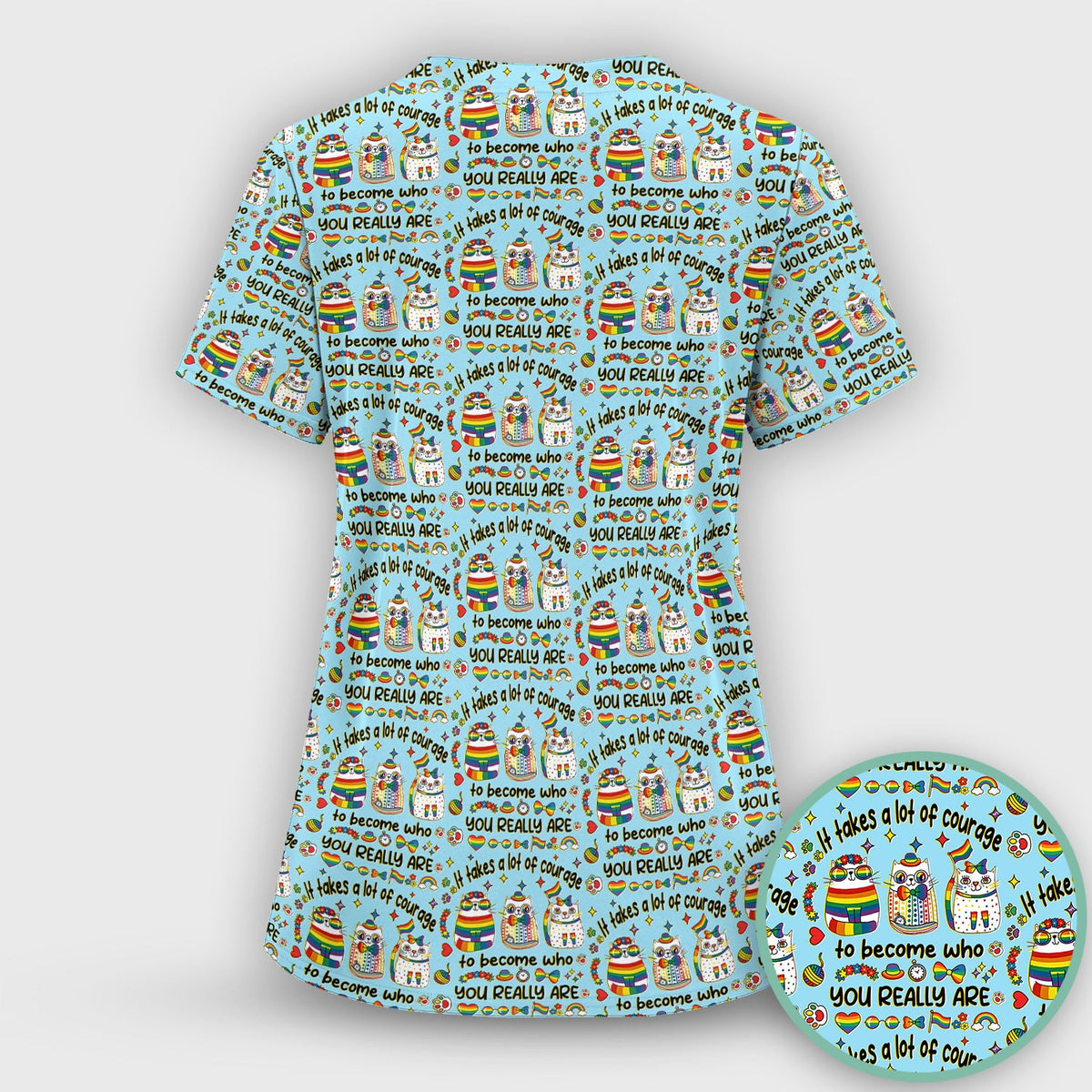 Nurse Rainbow Cat Courage Scrub Set