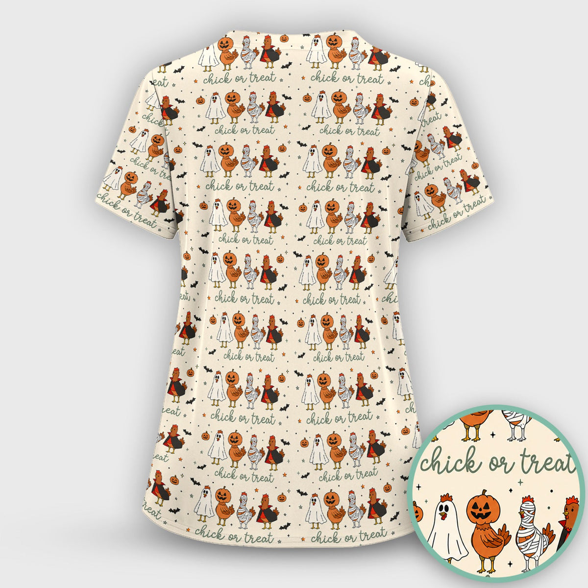 Chick Or Treat Nurse Scrub Top - Halloween Gift