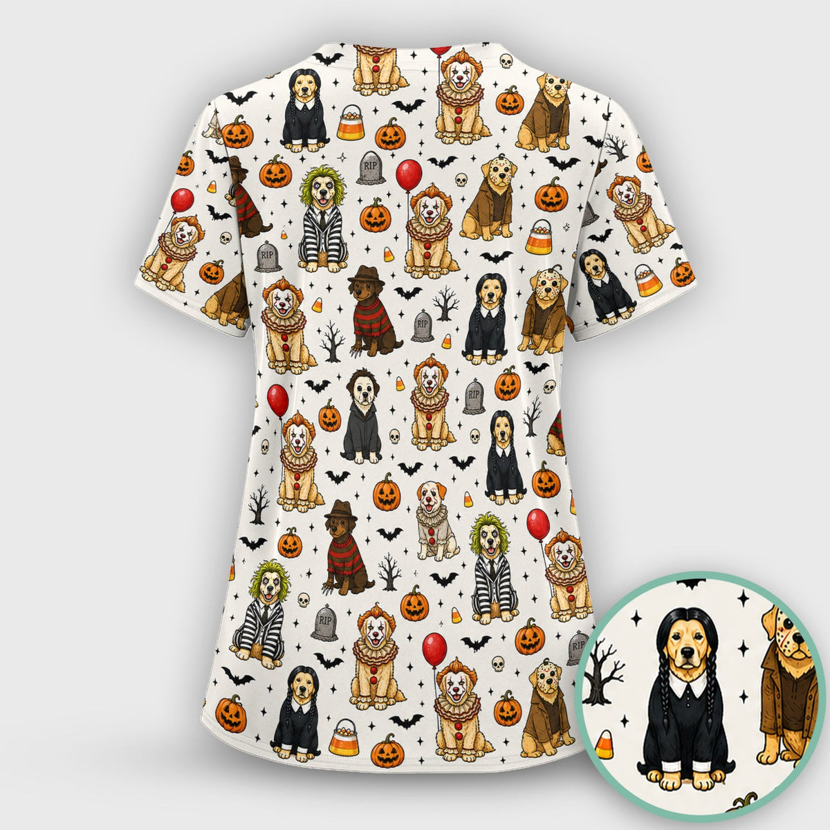 Halloween Dog Nurse Scrub Top