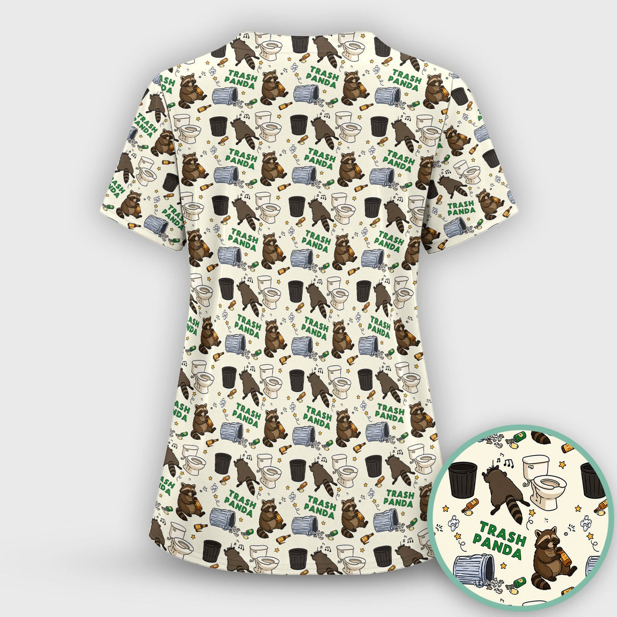 Trash Panda Raccoon Nurse Scrub Top