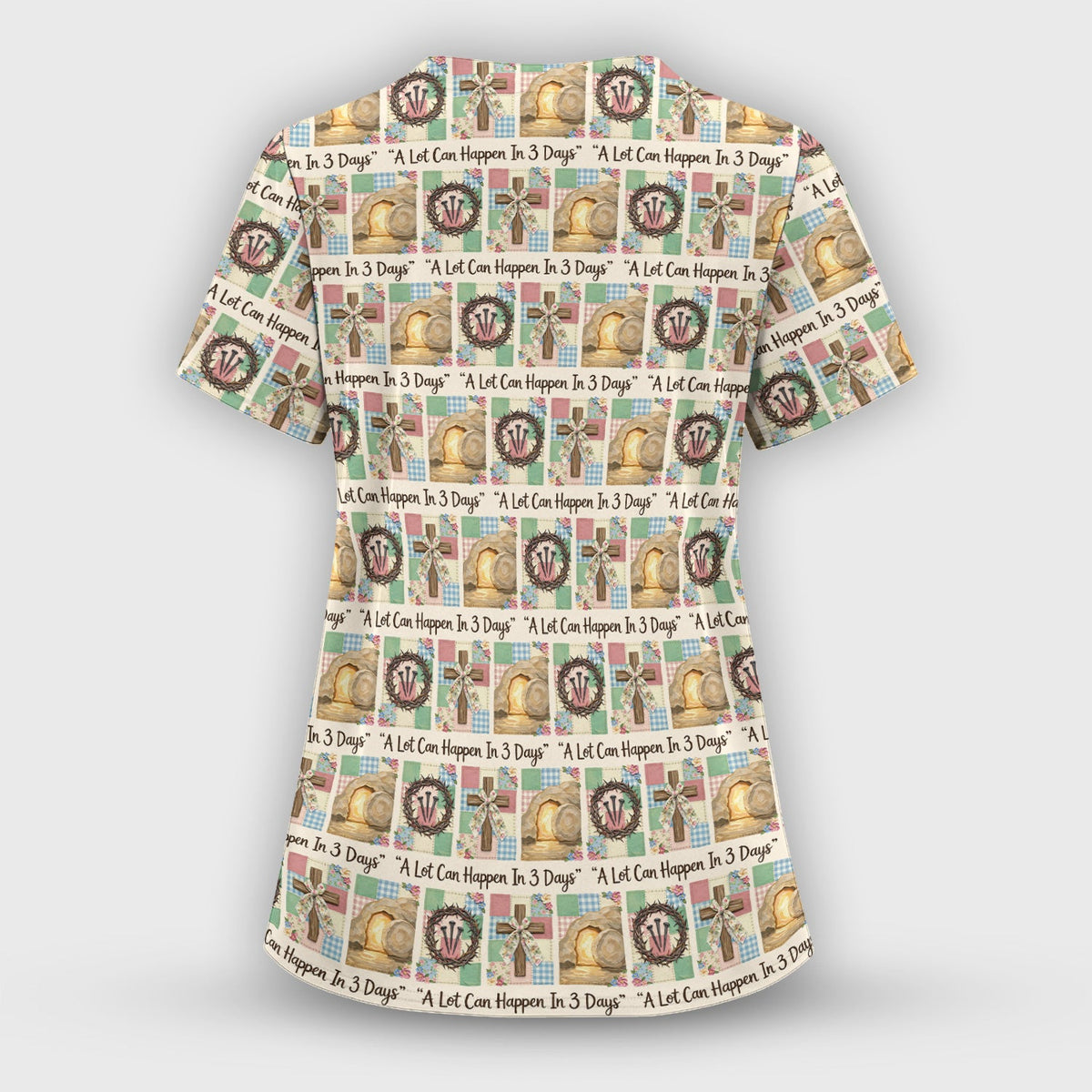 Christian Easter Cross Nurse Scrub Top