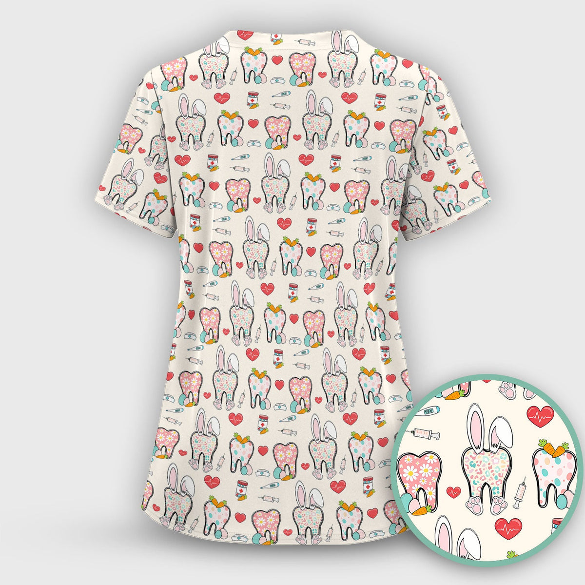 Easter Bunny Dentist Nurse Scrub Top