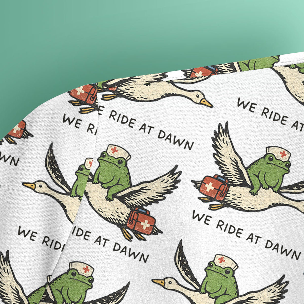 Frog Riding Goose Nurse Scrub Top