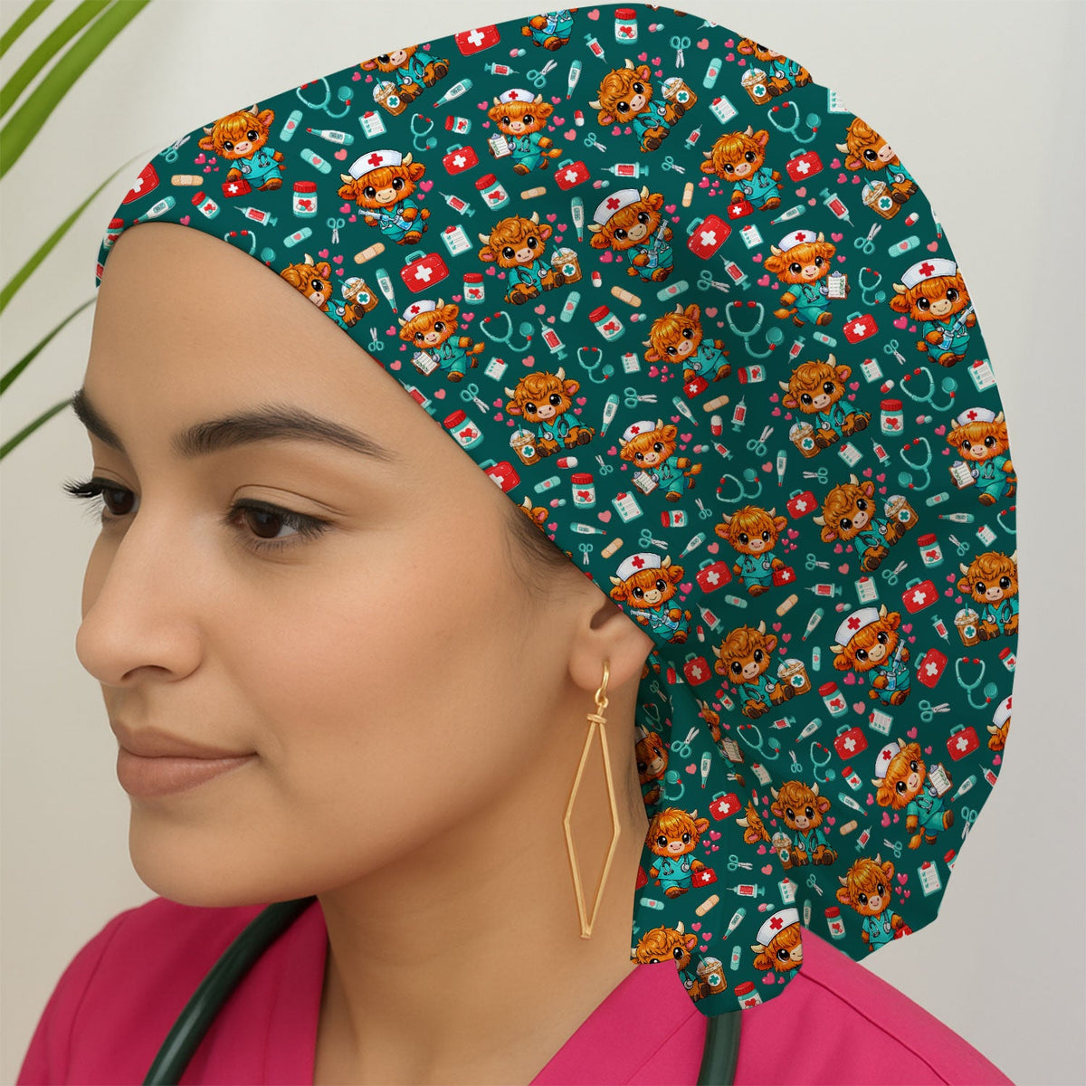 Kawaii Highland Cow Scrub Cap