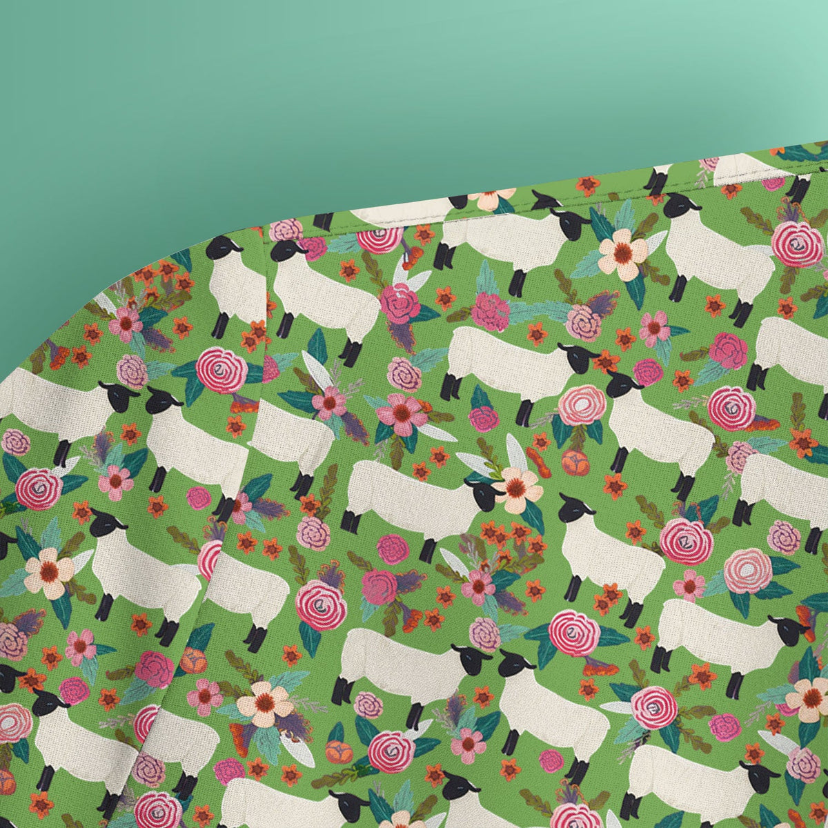 Sheep Floral Meadow Nurse Scrub Top