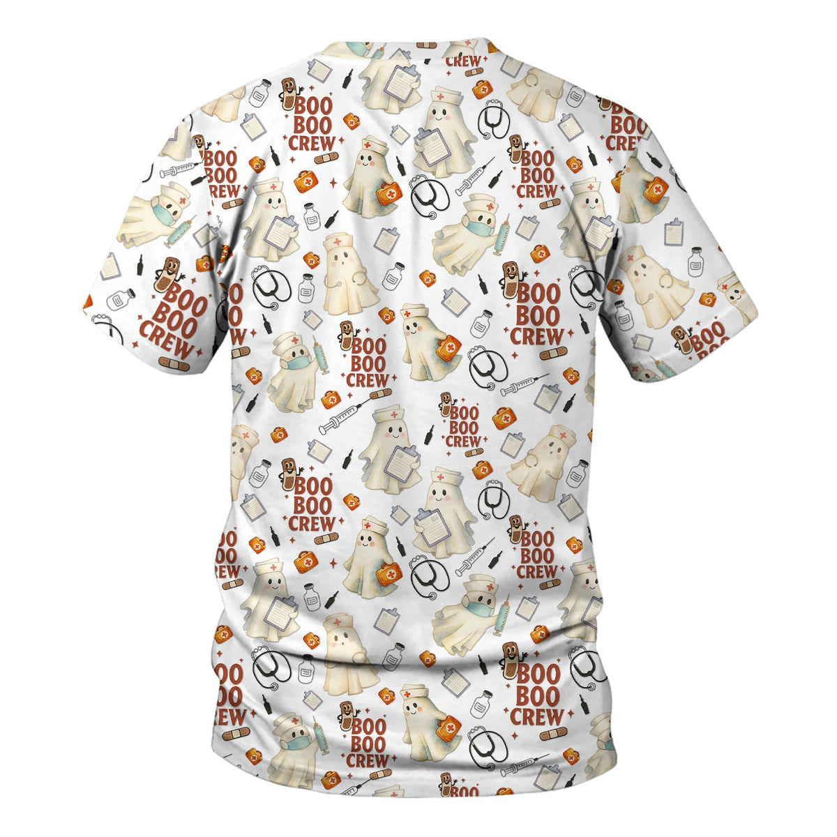 Boo Boo Crew Funny Ghost Nurse Scrub Top