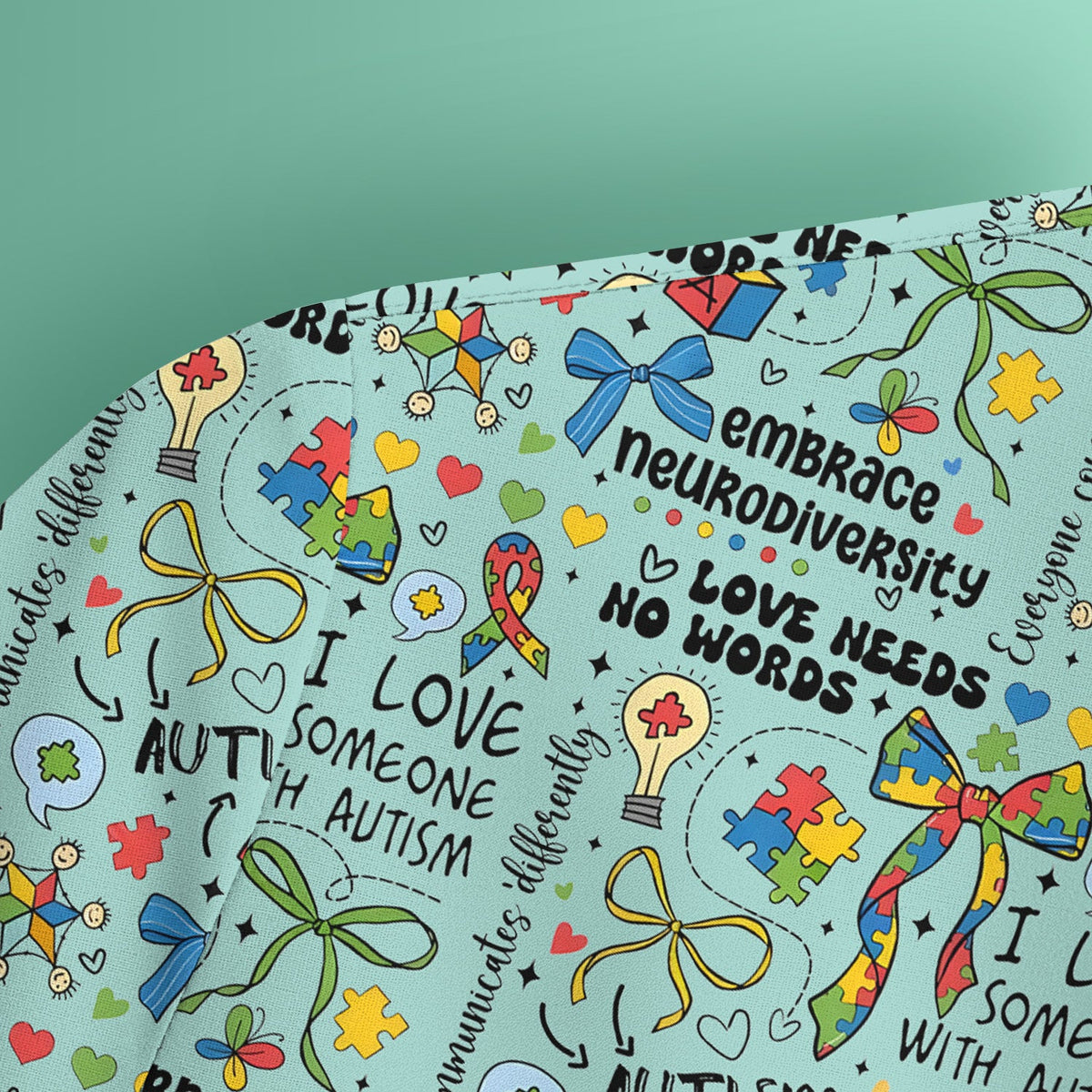 Autism Awareness Puzzle Ribbon Pastel Nurse Scrub Top