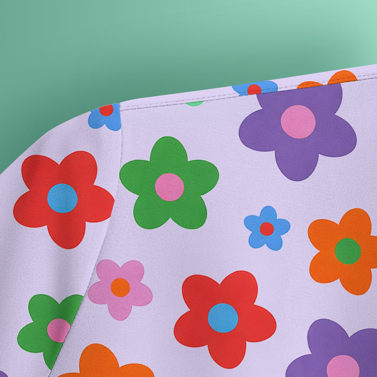 Colorful Retro Flower Nurse Scrub Top