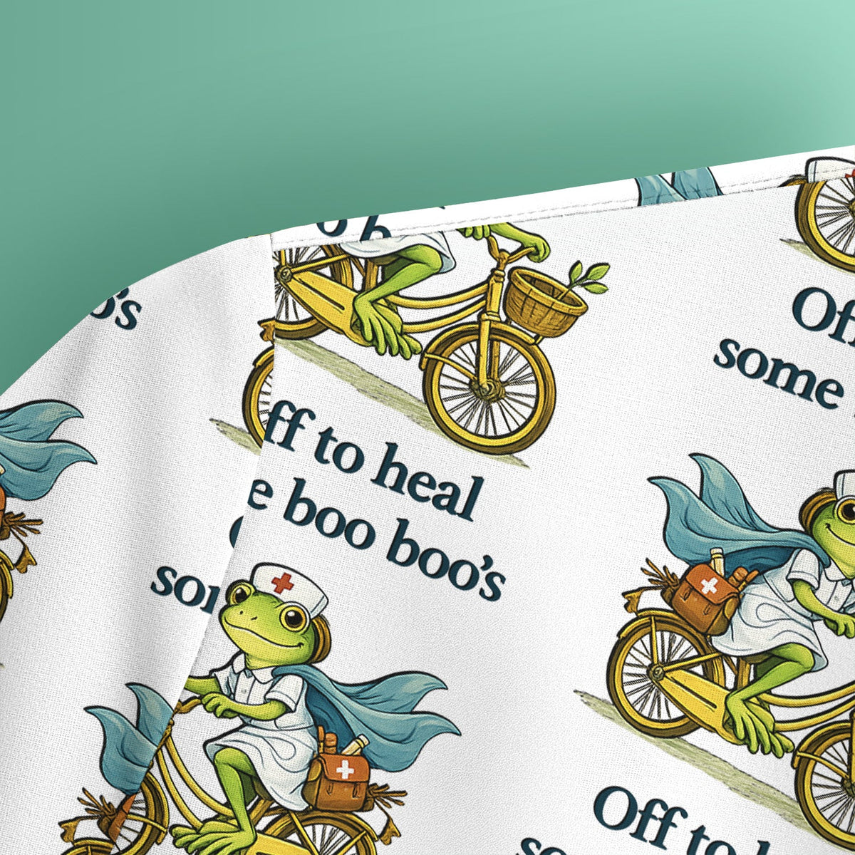 Frog Cycling Nurse Scrub Top