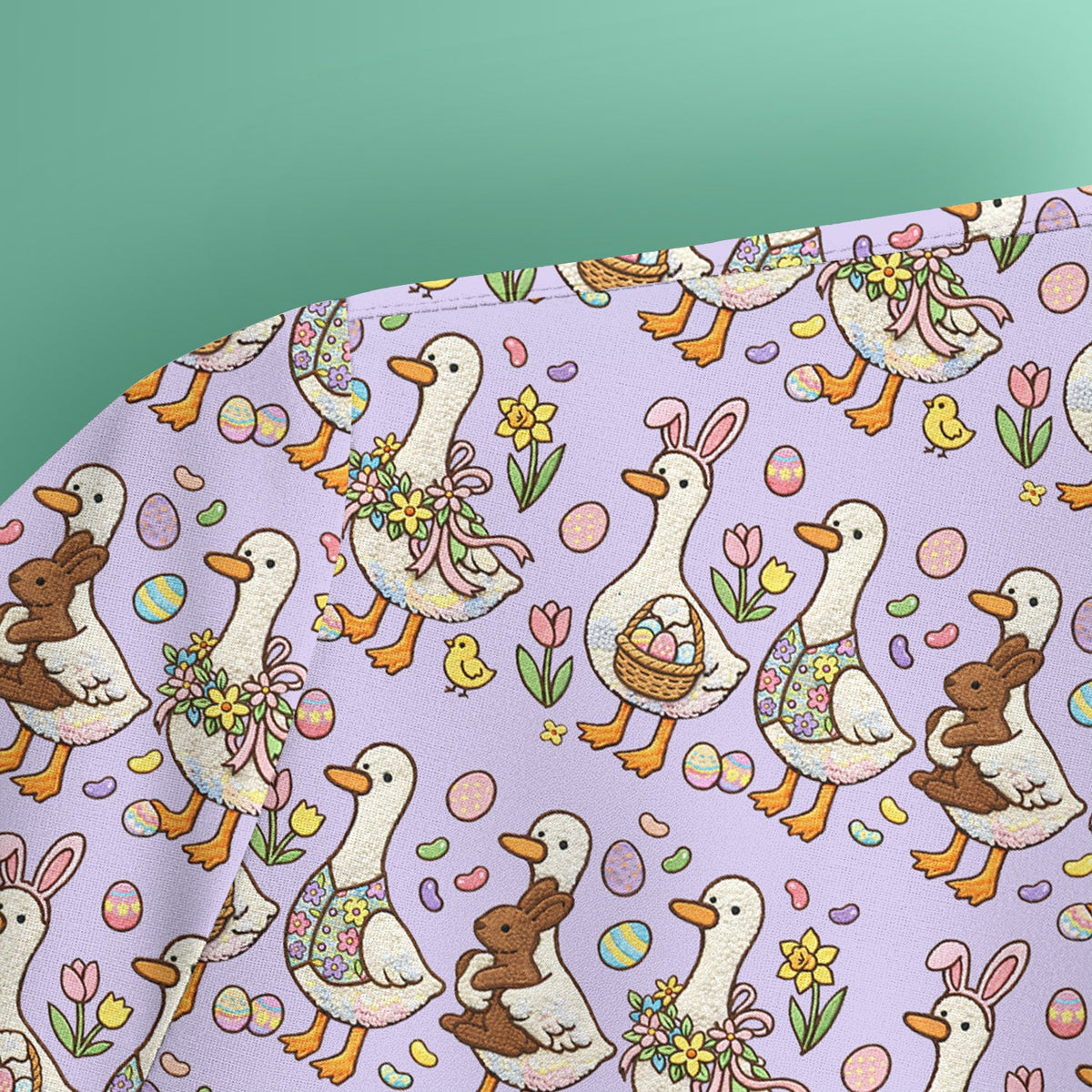 Duck Bunny Egg Floral Nurse Scrub Top - Easter Gift
