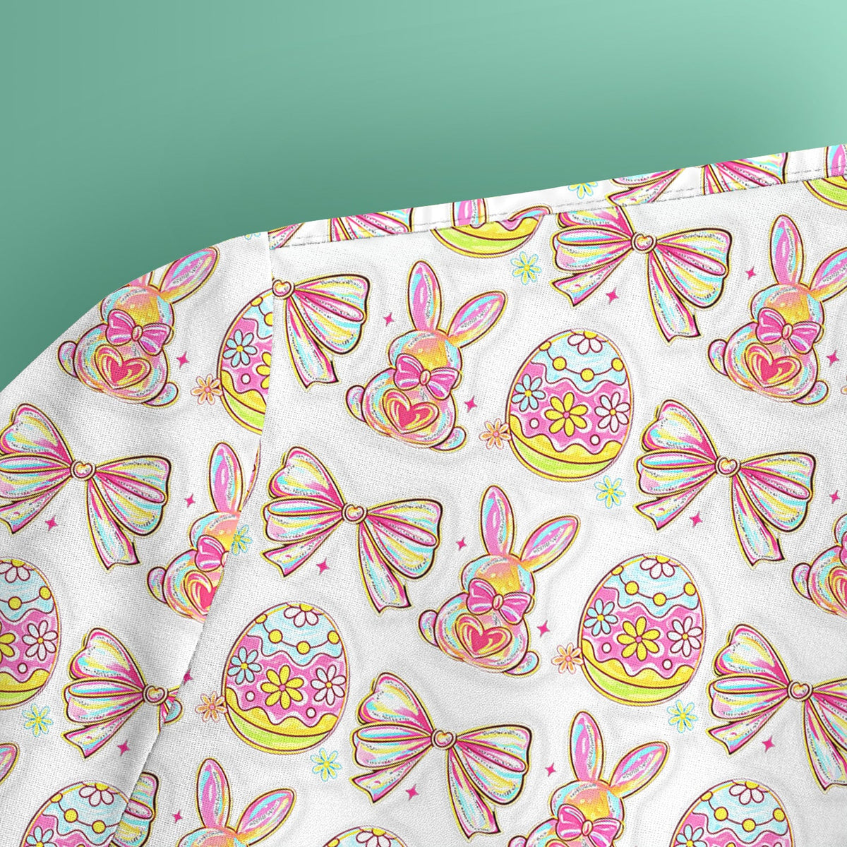 Bunny Pastel Egg Bow Nurse Scrub Top - Easter Gift