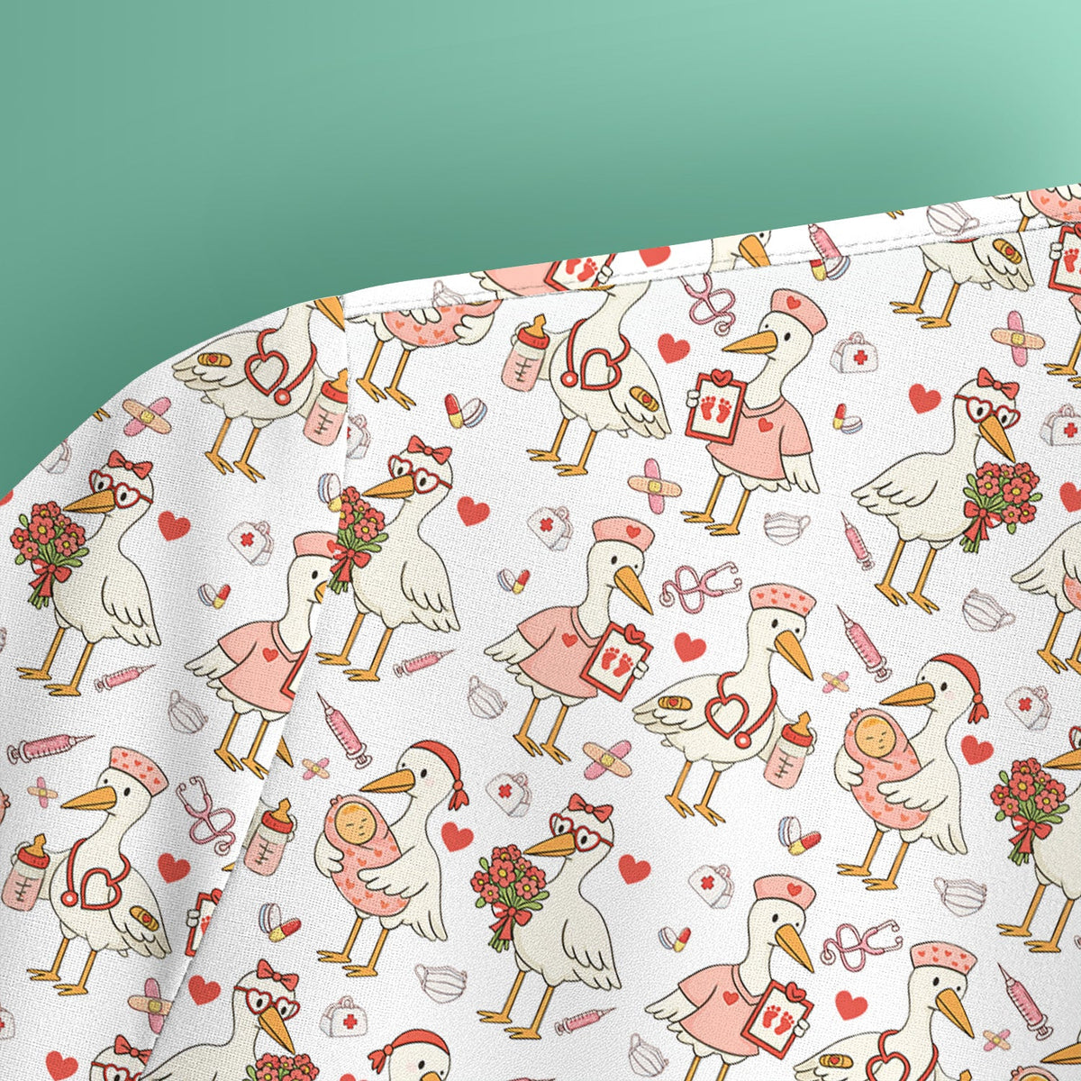 Valentine Goose Nurse Scrub Top