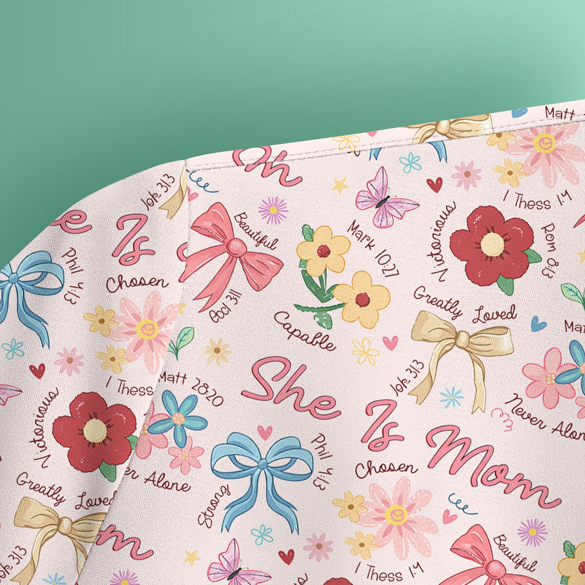 She Is Mom Floral Bow Nurse Scrub Top