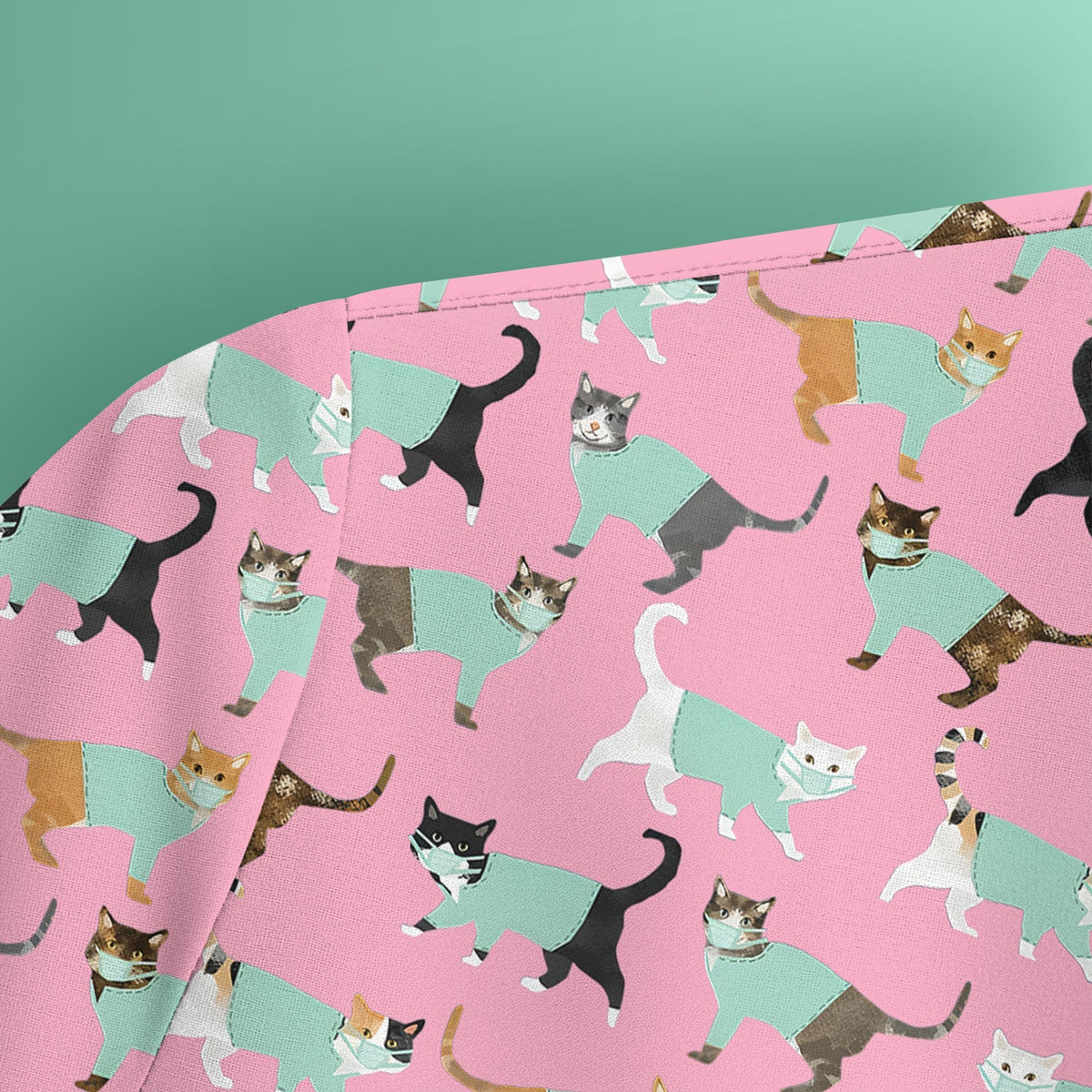 Playful Cat Nurse All Over Print Scrub Top, Comfortable Scrubs for Nurses