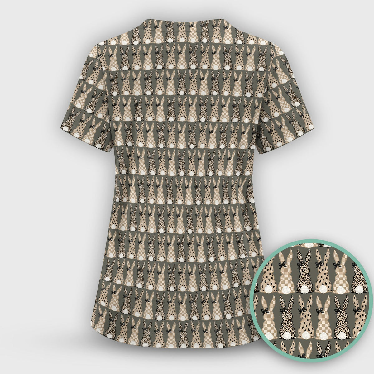 Vintage Bunny Beige Nurse Scrub Top