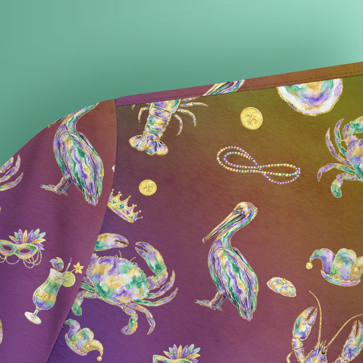 Mardi Gras Seafood Nurse Scrub Top