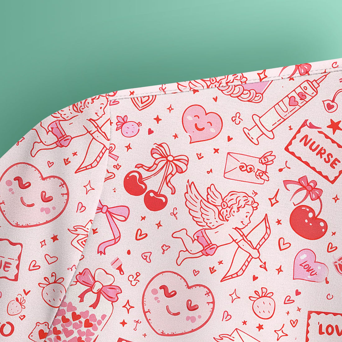 Valentine Pink XOXO Nurse Scrub Top