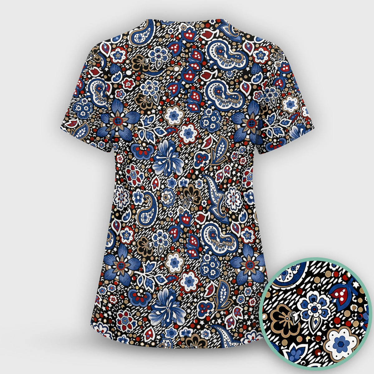 Classic Paisley Floral Nurse Scrub Set
