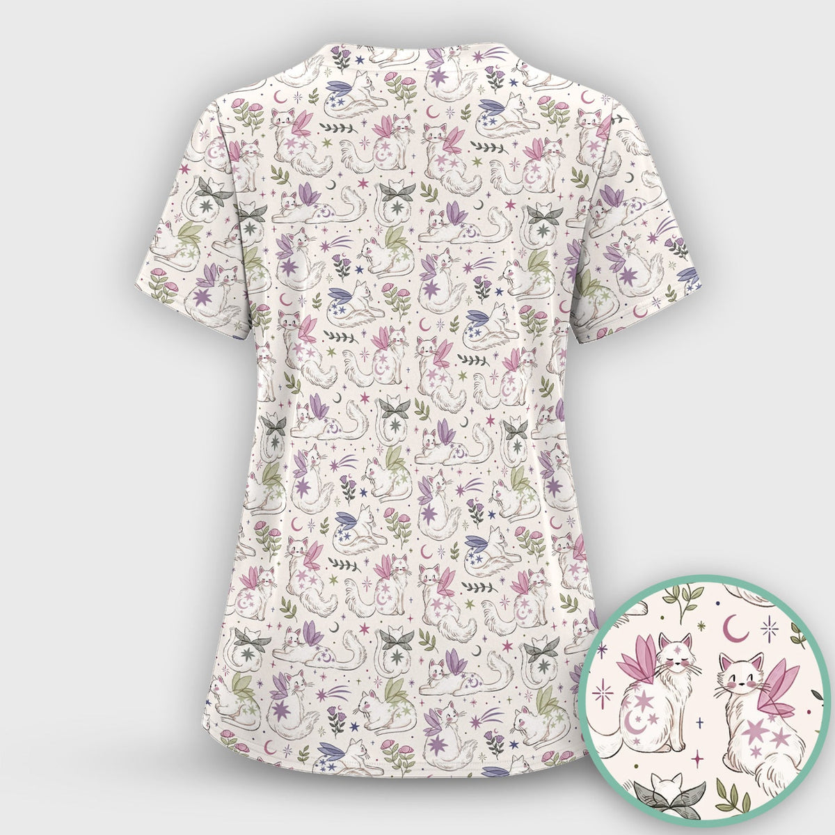 Fairy Cat Moon Star Nurse Scrub Set