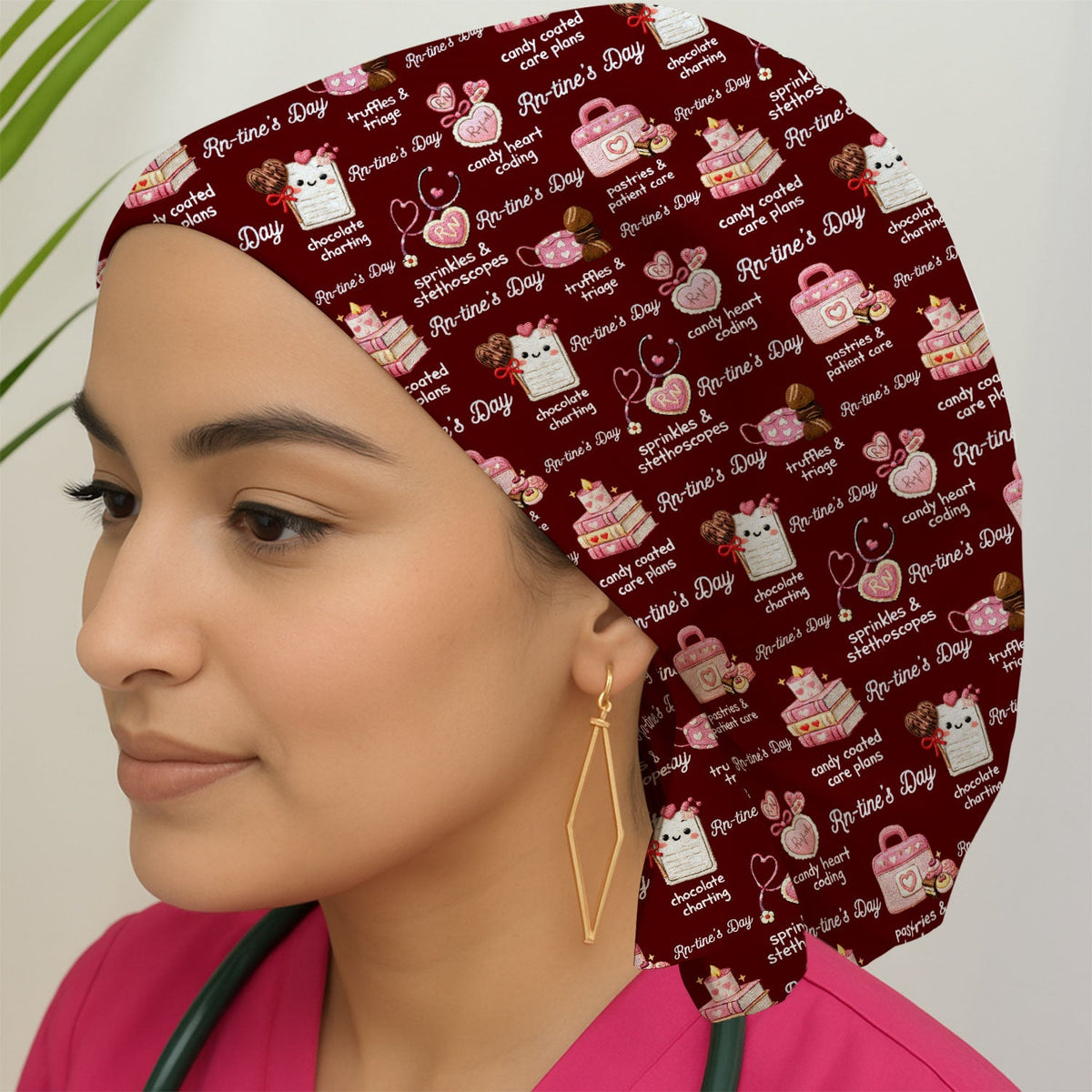 RN Sweets Valentine Stethoscope Scrub Cap
