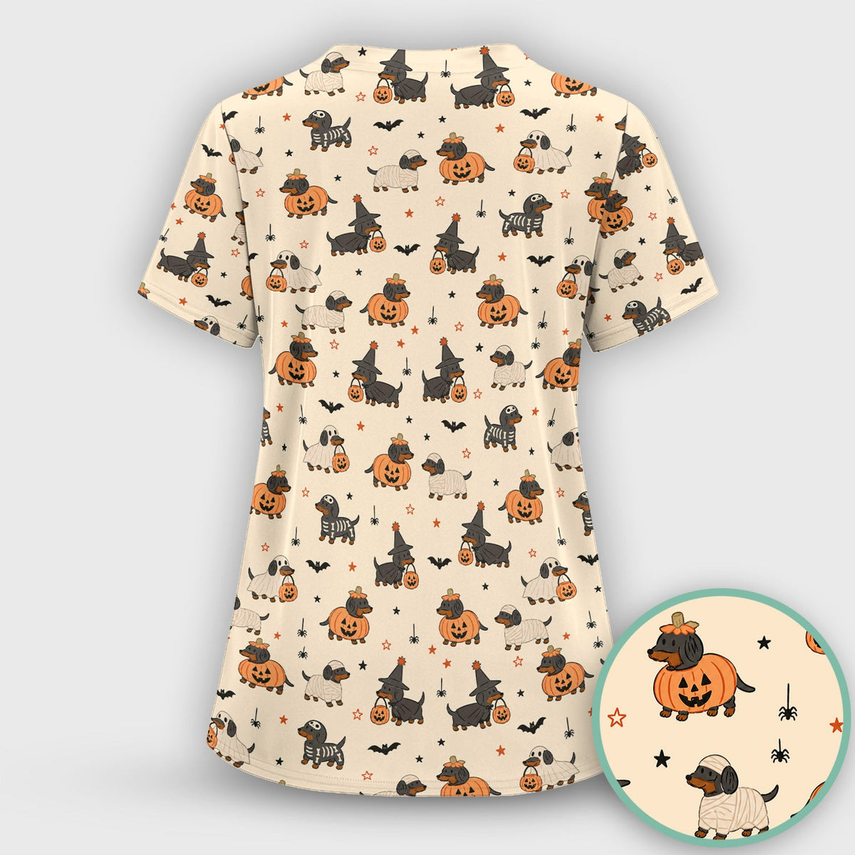 Dachshund Pattern Nurse Scrub Set - Halloween Gift