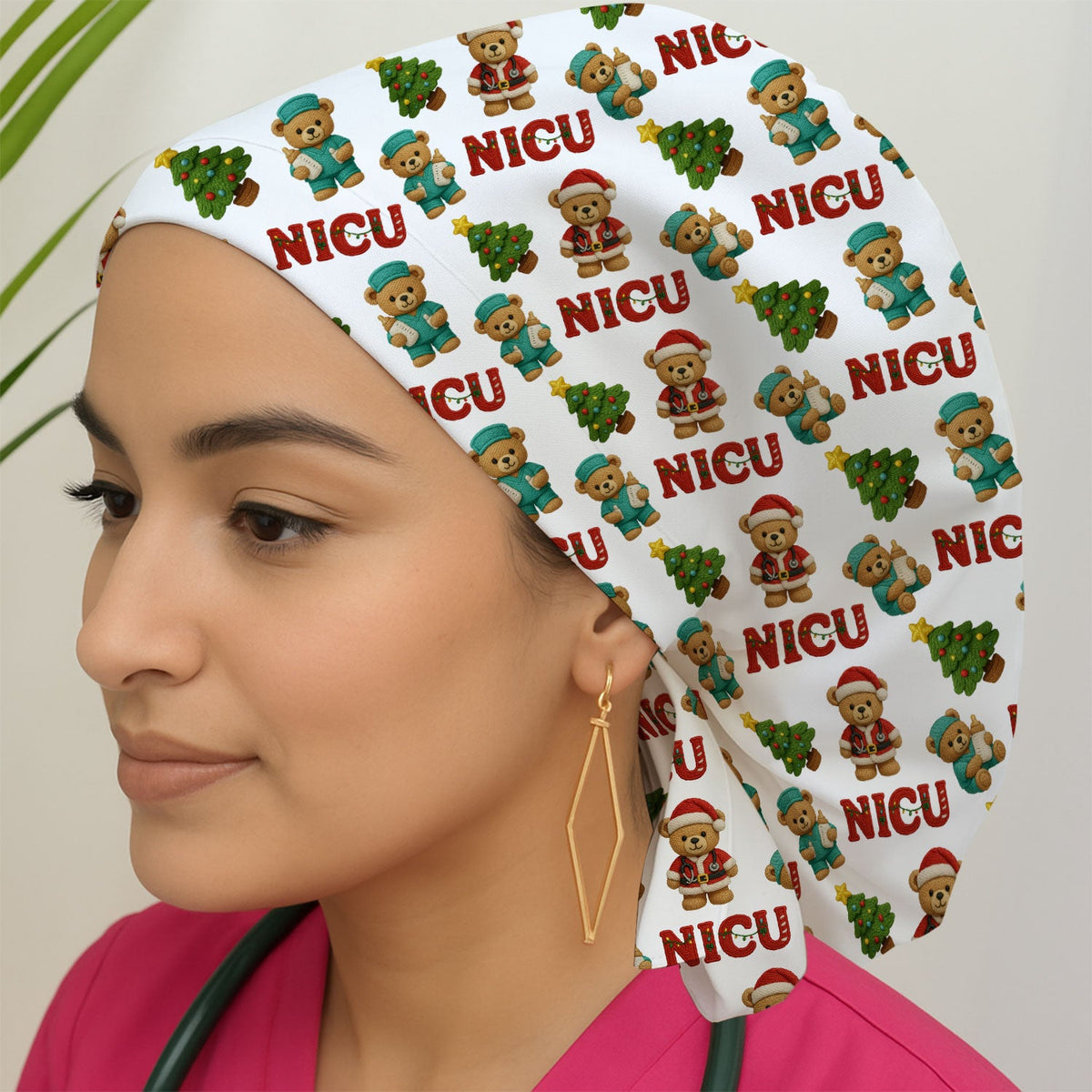NICU Nurse Teddy Bear Scrub Cap - Christmas Gift
