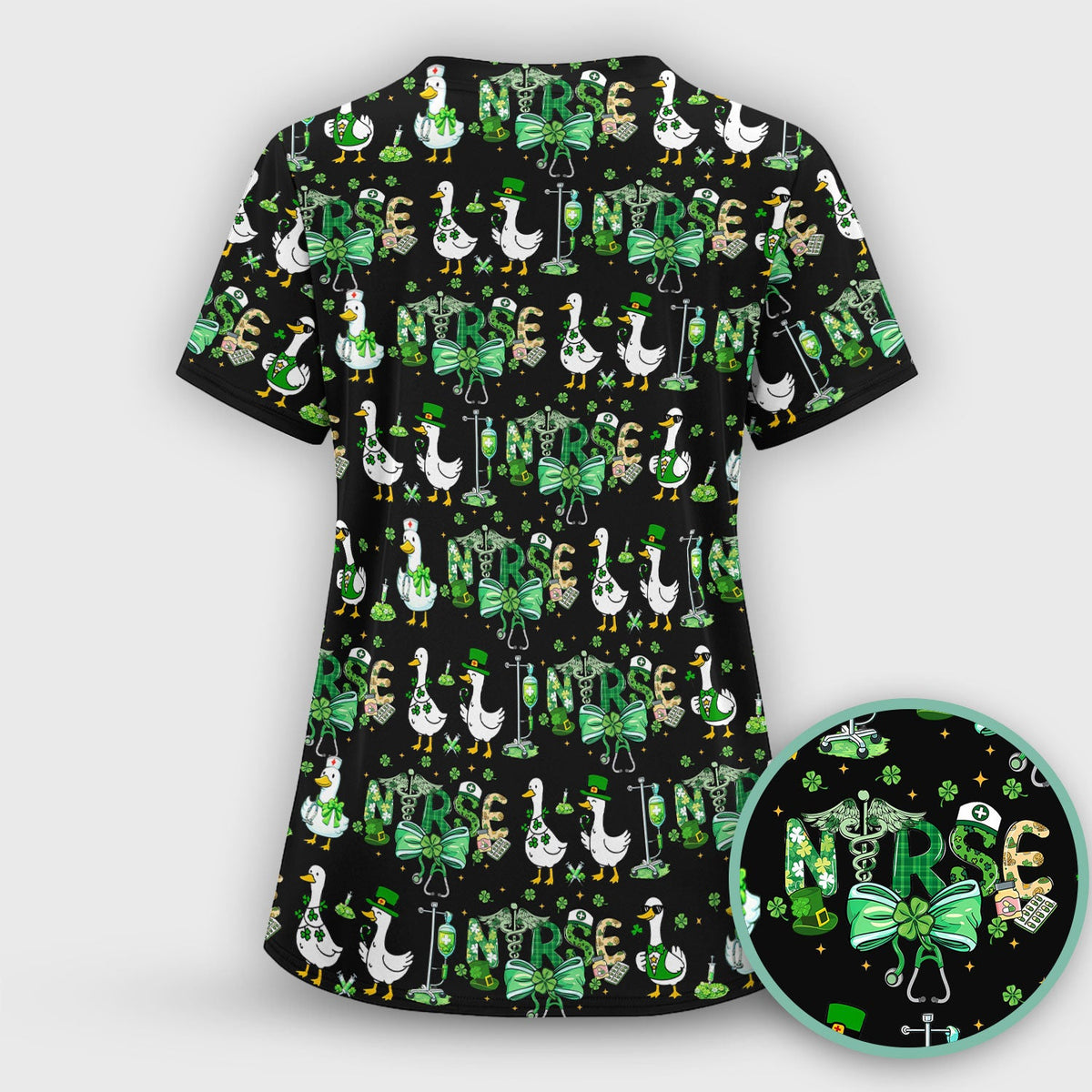 Shamrock Goose Nurse Scrub Set - St Patricks Day Gift