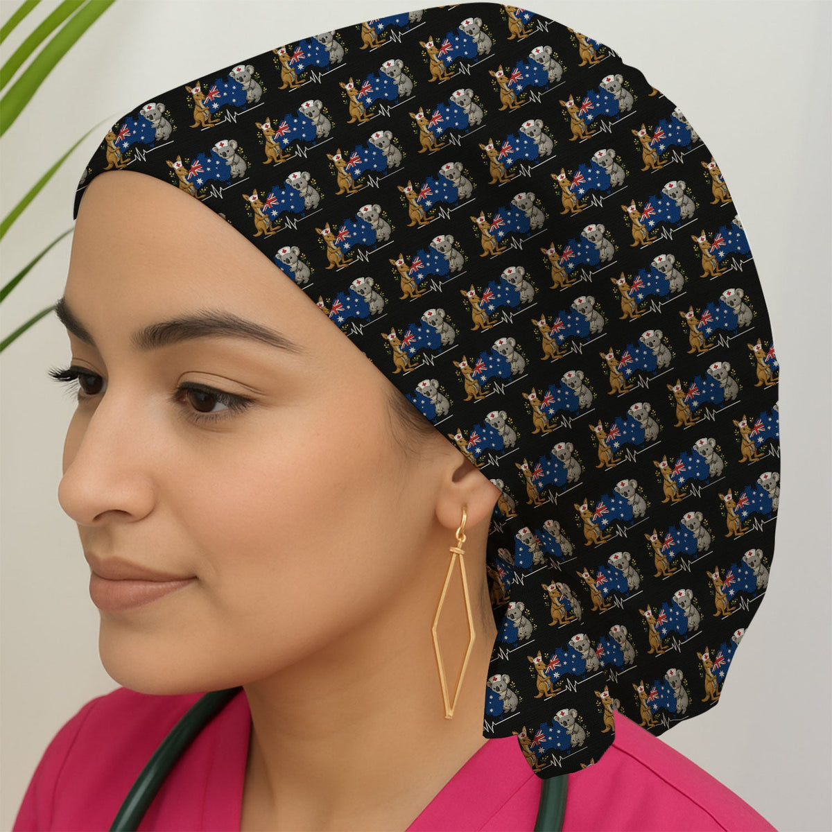 Australian Koala Kangaroo Heartbeat Scrub Cap