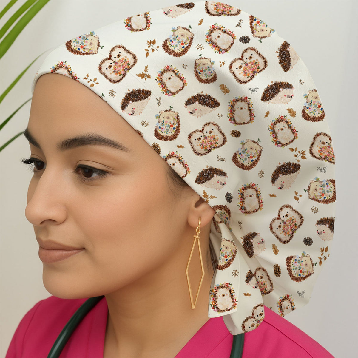 Hedgehog Floral Scrub Cap