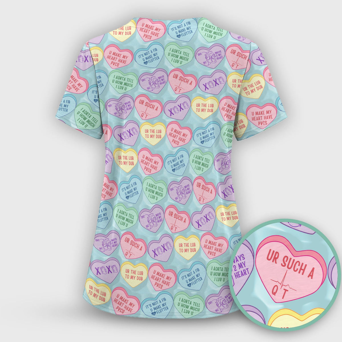 Candy Heart Nurse Scrub Set - Valentines Day Gift