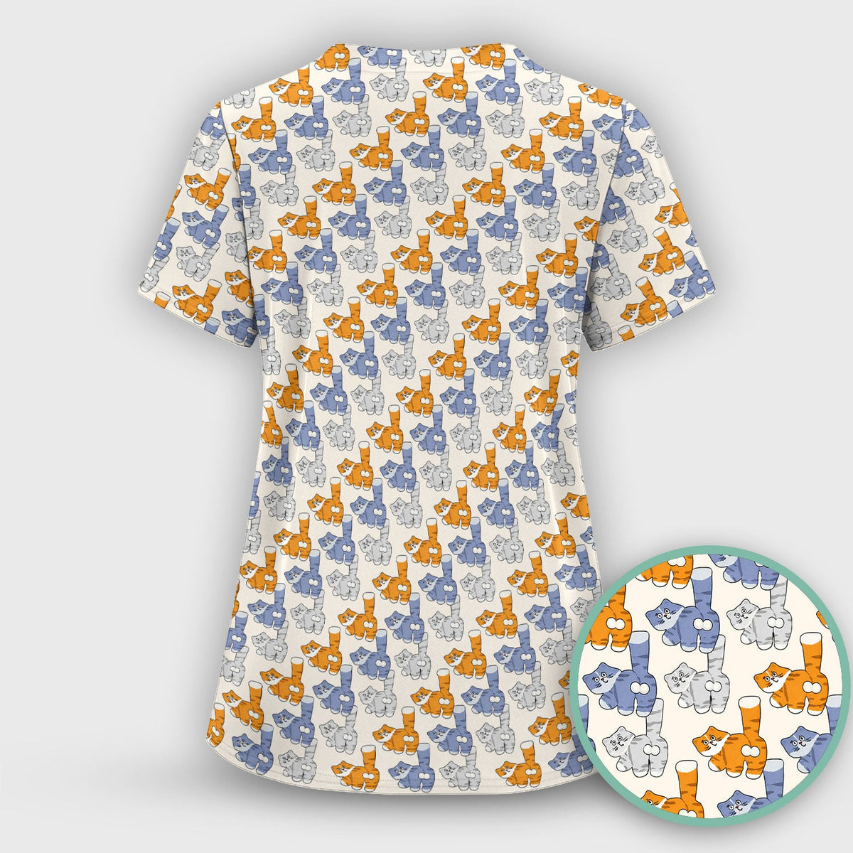 Cartoon Cat Nurse Scrub Set