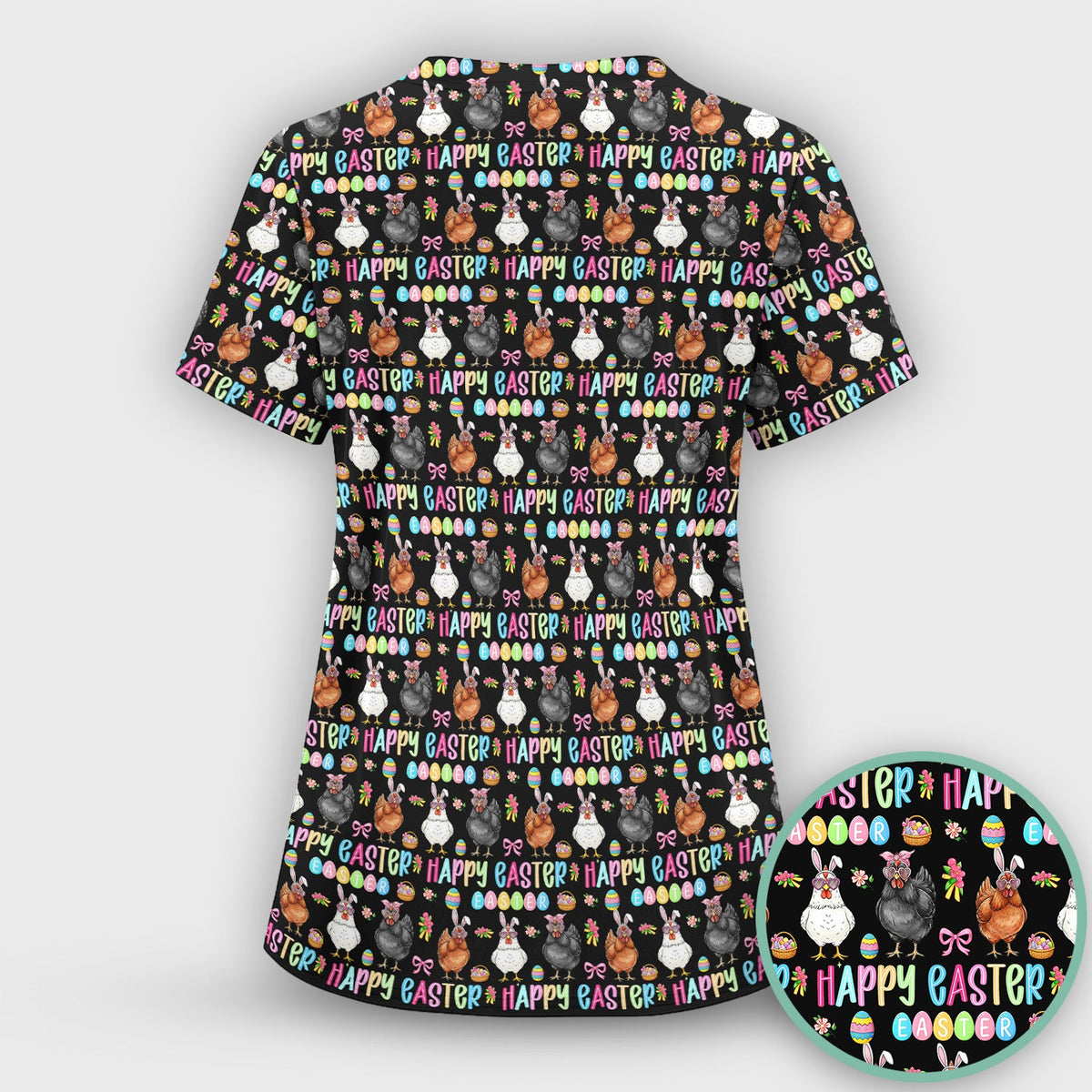 Bunny Eggs Nurse Scrub Tops - Easter Gift