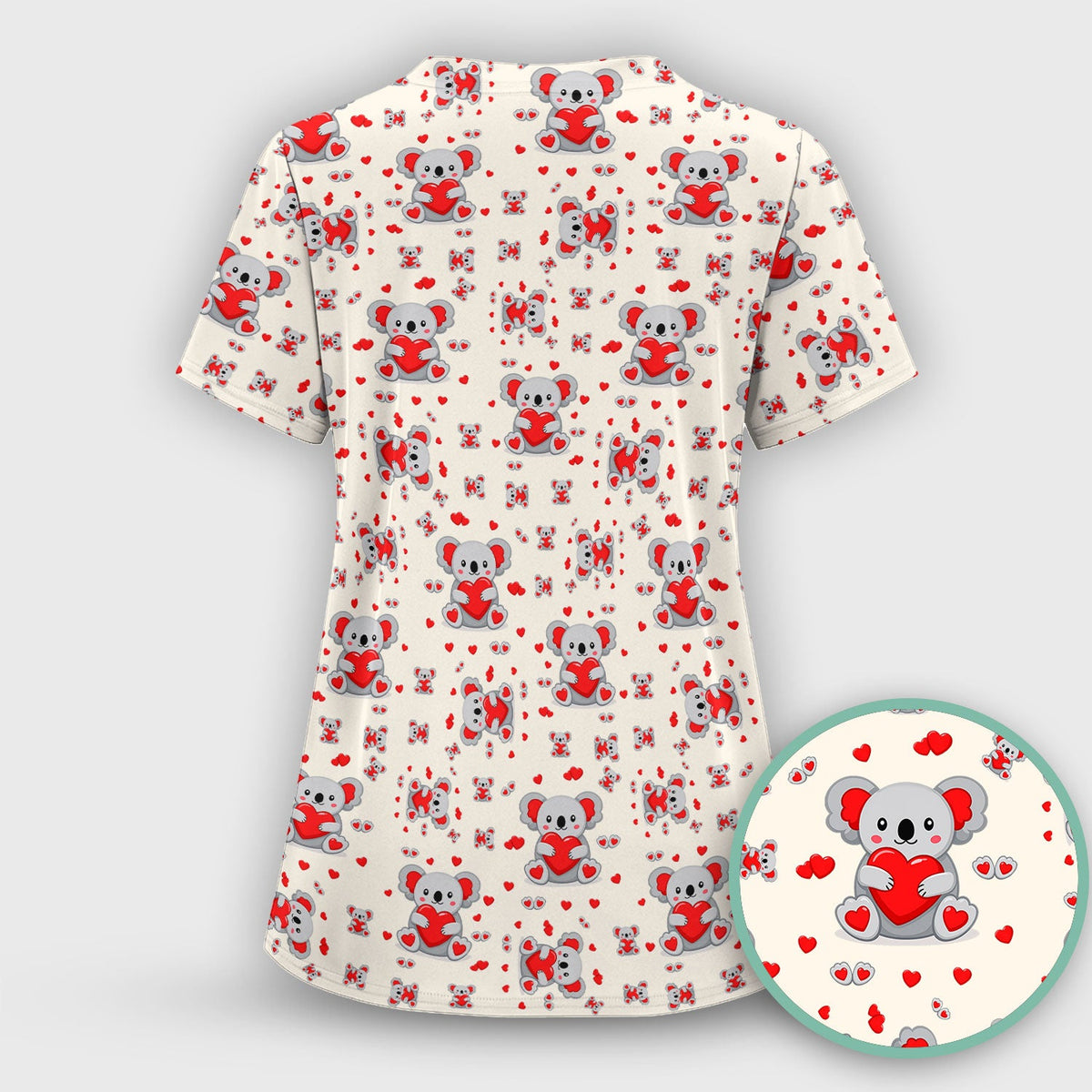 Valentine Koala Heart Nurse Scrub Set