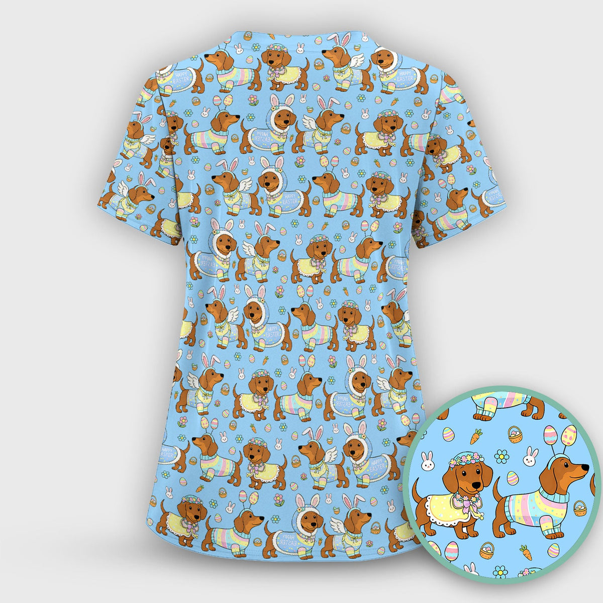 Dachshund Bunny Nurse Scrub Set - Easter Gift